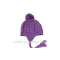 Ladies colorful acrylic knitted pom hat